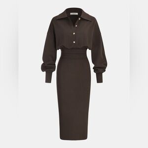 Commense Brown Midi Dress